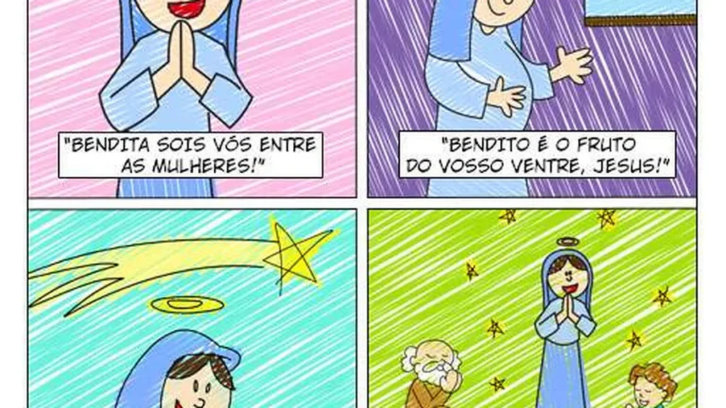 Imagem devotos mirins ave maria do artigo Ave Maria ilustrada, vamos rezar!