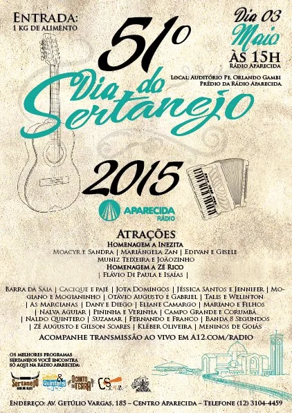 programação dia do sertanejo