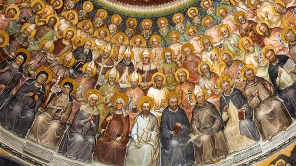 Imagem Todos os santos Afresco na Capela de Santa Maria Assunta do artigo Precisamos rezar a Maria e aos santos ou é melhor diretamente a Deus?