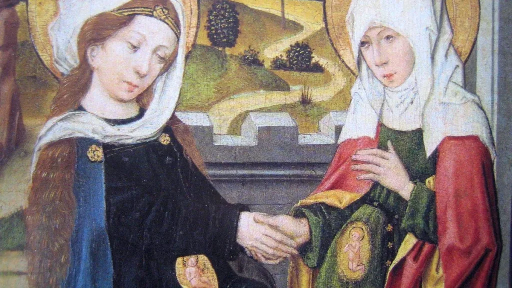 Imagem visitation aux 2 foetus zoom do artigo Um minuto com Maria e a Visitação