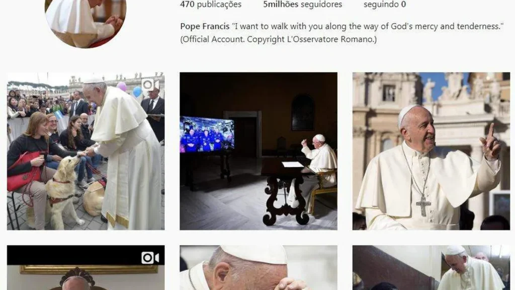 Imagem Instagram Papa Francisco do artigo Número de seguidores do Papa Francisco no Instagram chega a 5 milhões