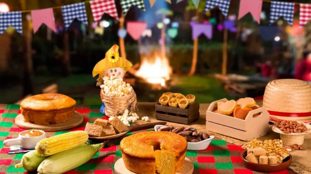 Imagem mesa com comidas juninas do artigo Festas juninas: cultura de alegria e de vida