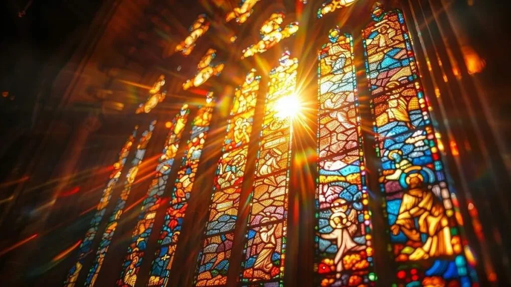 Imagem luz sobre os vitrais do artigo Depois da morte vou encontrar meus parentes e amigos no céu?