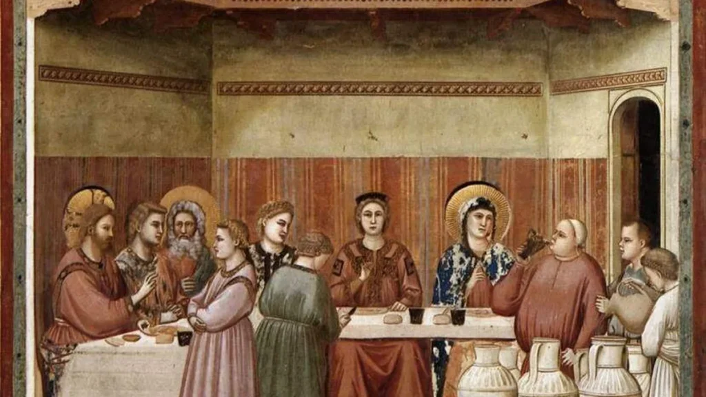 Jesus nas Bodas de Caná, onde a Virgem Maria disse aos serventes: “Fazei tudo o que ele vos disser” (Jo 2, 5)