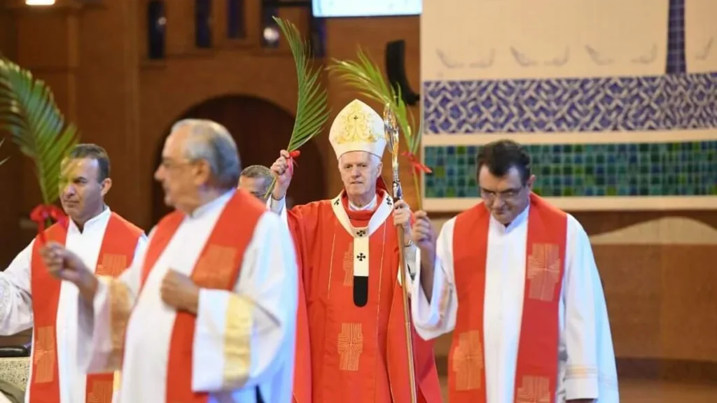 Celebração do Domingo de Ramos na Casa da Mãe Aparecida.
