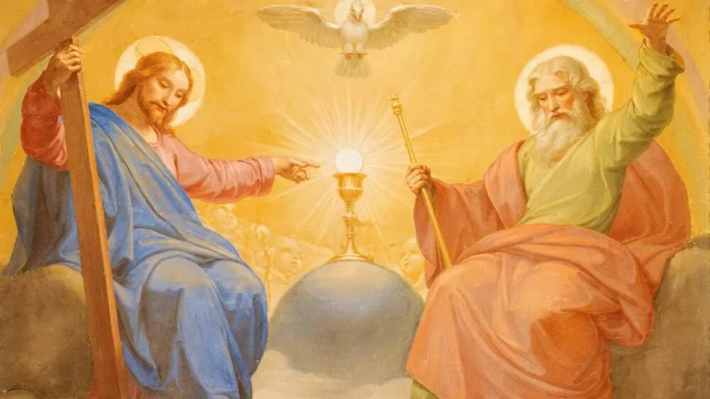 Imagem afresco com representacao da Santissima Trindade do artigo Unidade Trina: Um só Deus em três pessoas