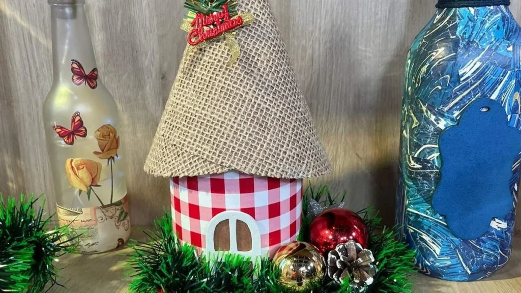 Imagem Casinha de natal enfeite do artigo Enfeite de Mesa Casinha de Natal (latas de alumínio) - Faça Você Mesmo