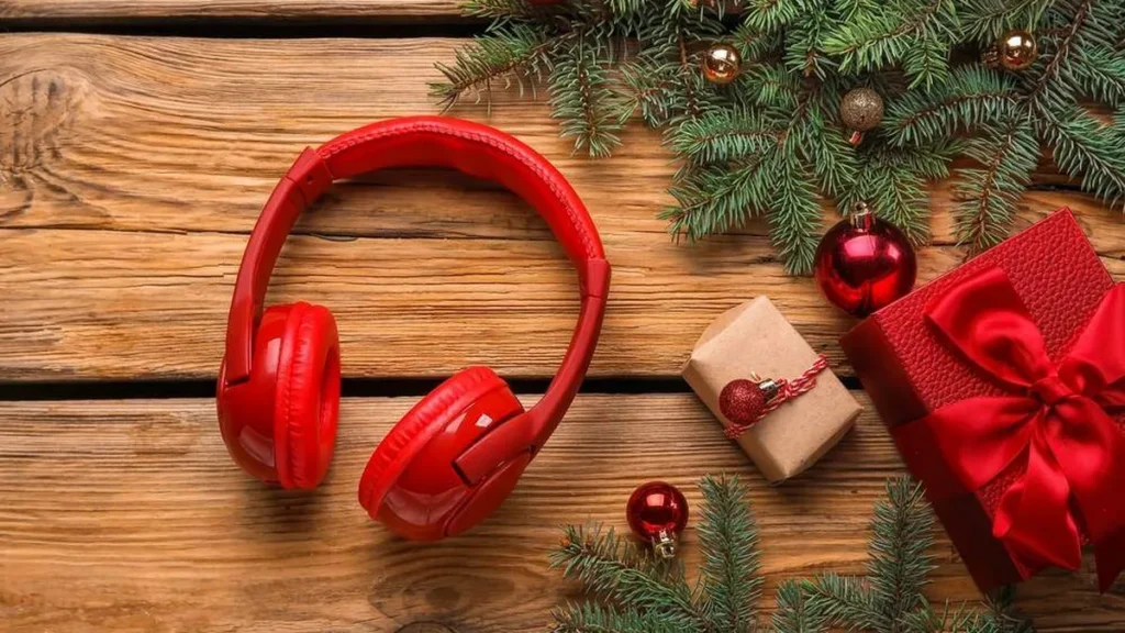 Imagem Fone de musica perto objetos que remetem o natal do artigo Playlist natalina: Veja a lista de músicas católicas para o Natal