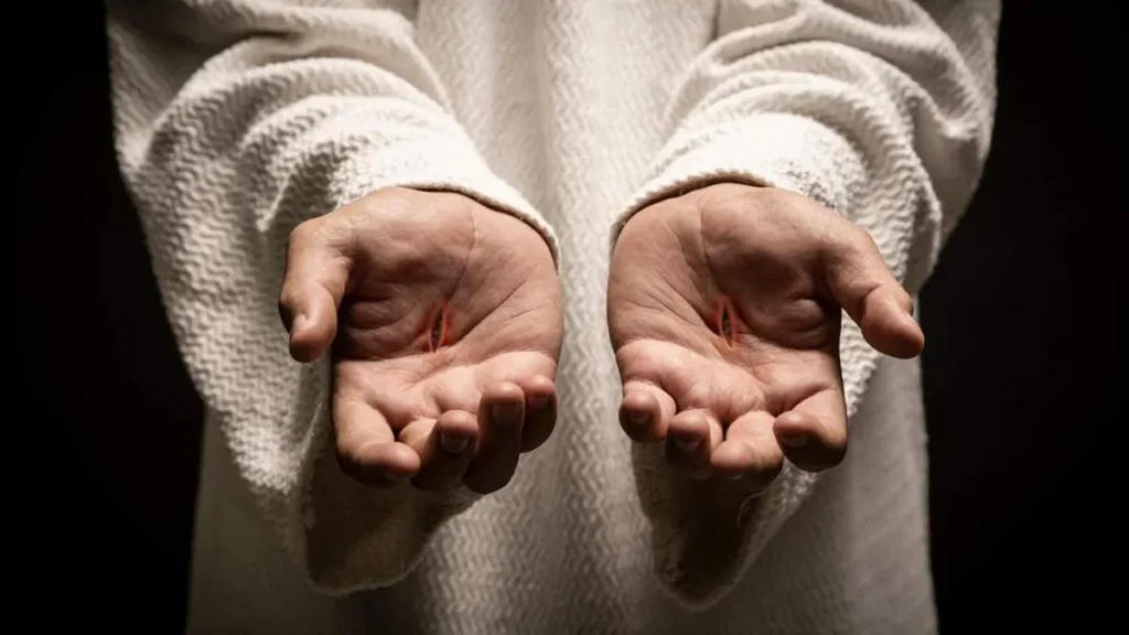 Imagem Jesus ressucitado mostrando as chagas do artigo Dogmas da Igreja: ao terceiro dia depois de sua morte, Cristo Ressuscitou dentre os mortos