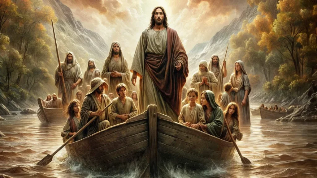 Imagem Jesus no barco com os discipulos do artigo Jesus está sempre no barco da nossa vida