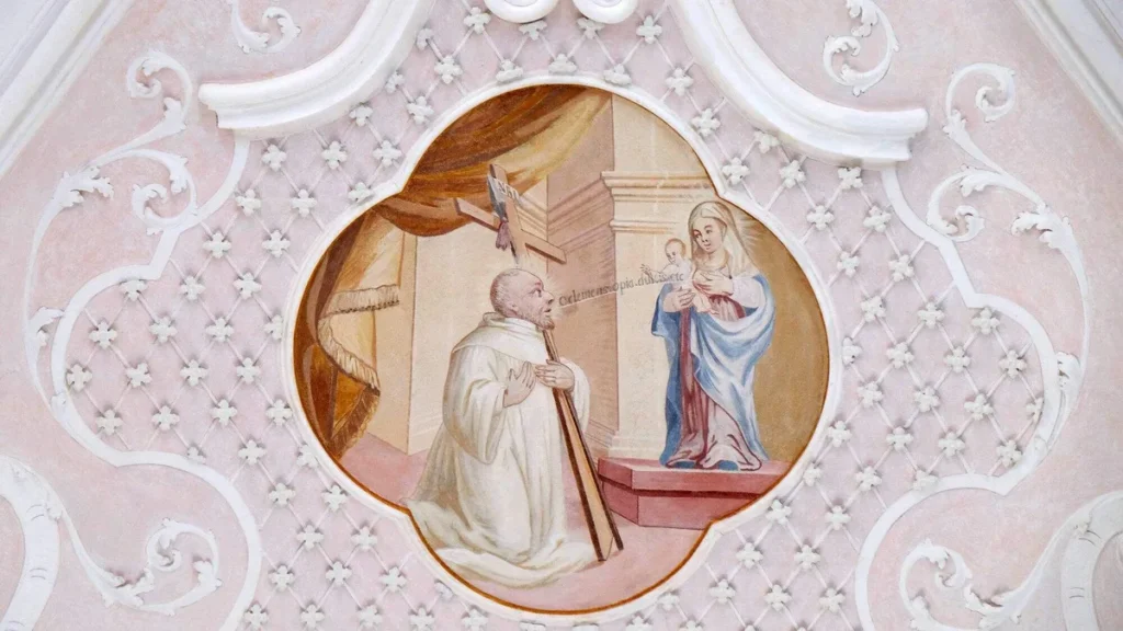 Imagem afresco de Sao Bernardo de Claraval contemplando Nossa Senhora do artigo São Bernardo e o caminho da paz interior