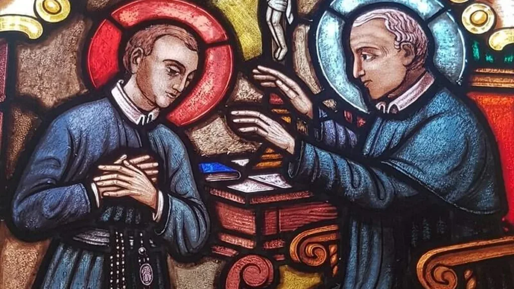 Vitral retrata São Geraldo e Santo Afonso