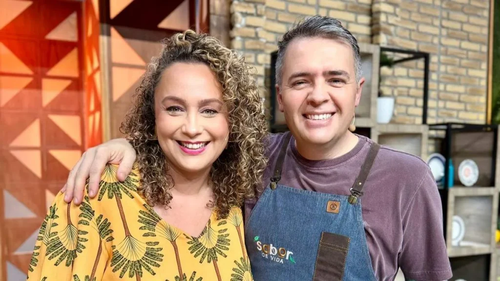 Imagem bianca laua e chef leonardo roncon do artigo Salada, risoto e torta compõem as receitas do “Sabor de Vida”
