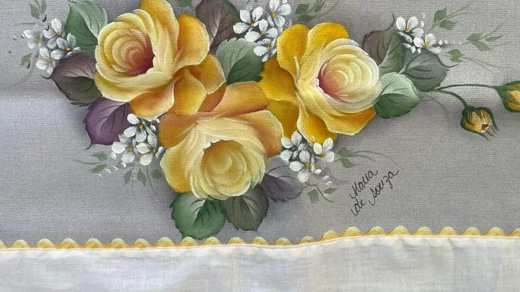 Imagem pintura de rosas no pano de copa faca voce mesmo do artigo Pintura de rosas no pano de copa - Faça Você Mesmo
