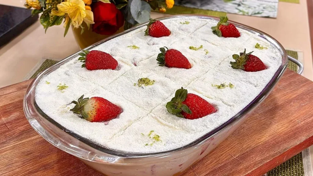 Imagem bolo gelado de morango santa receita do artigo Bolo Gelado de Morango - Santa Receita