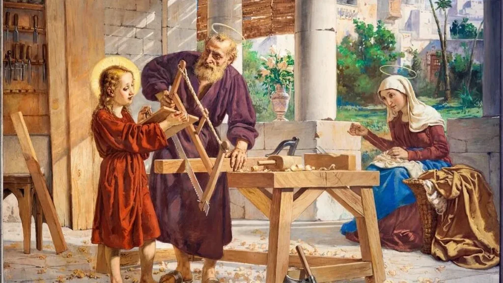 Imagem Sao Jose ao lado do menino Jesus e Maria do artigo Ladainha de São José