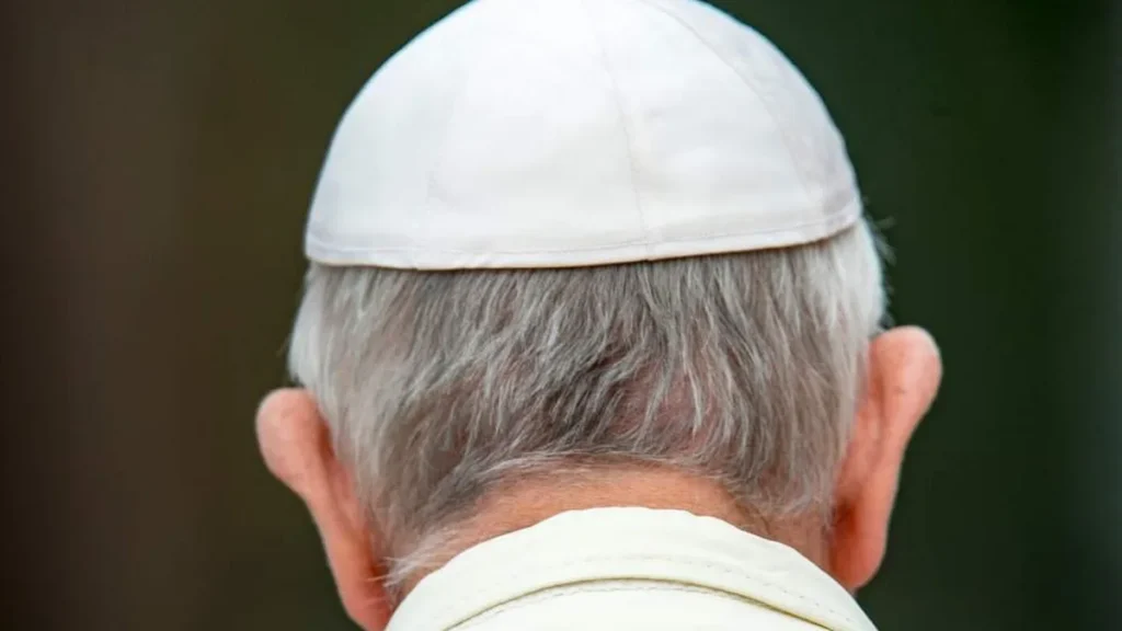 Imagem papa francisco de costas do artigo Por que o Papa é chamado de “Papa”?