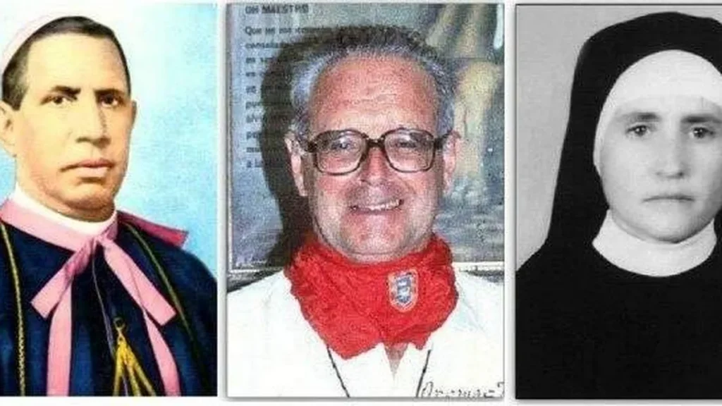 Imagem Os veneraveis dom Mateus Makil dom Alessandro Labaka Ugarte e irma Agnese Arango Velasquez do artigo Igreja Católica reconhece três novos veneráveis