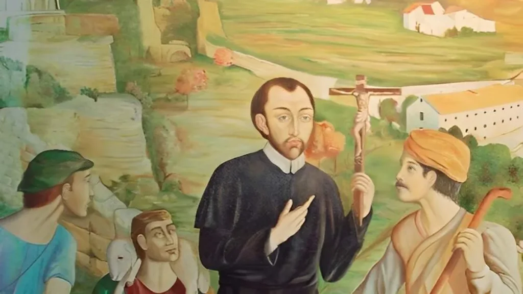 Pintura mostra Santo Afonso com os pobres dentro das fronteiras de sua terra natal