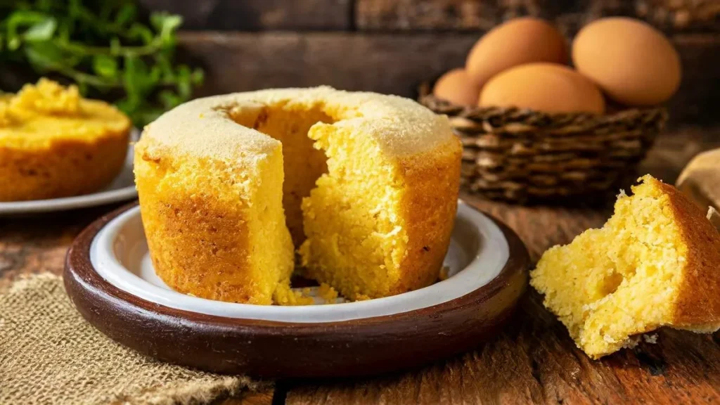 Imagem Bolo de fuba do artigo Bem-vindos ao Arraial: Bolo de Fubá de Liquidificador