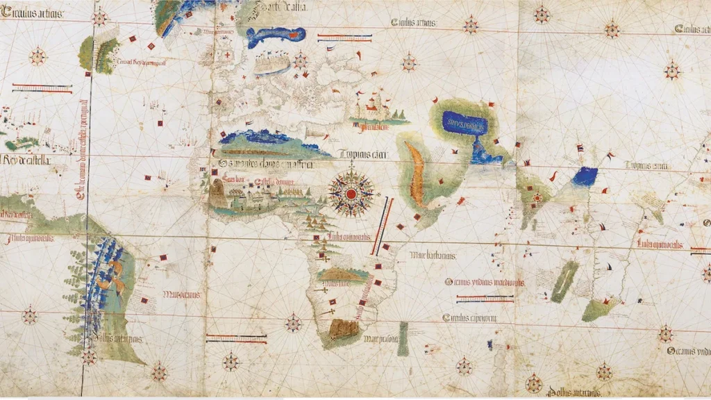 Imagem mapa de cantino que mostra o tratado de tordesilhas do artigo O Tratado de Tordesilhas e a criação do Brasil