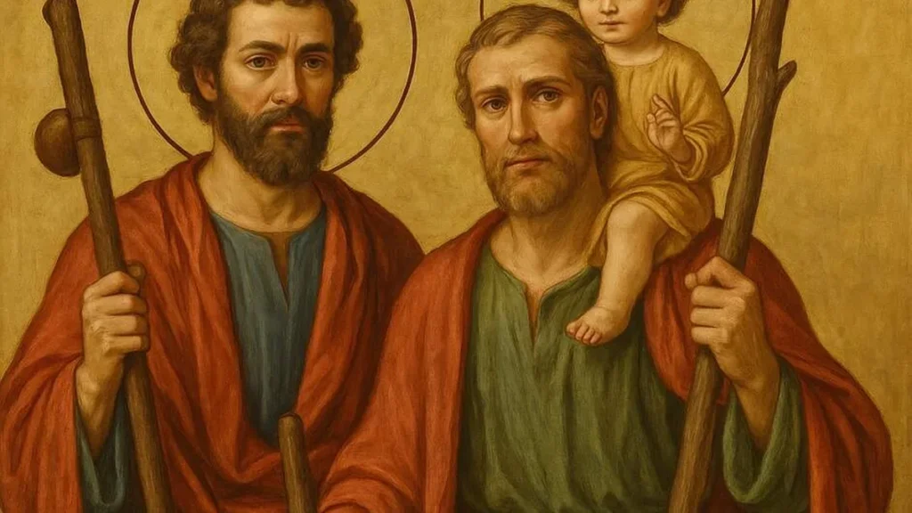 Imagem sao tiago e sao cristao criados por IA do artigo O que São Tiago e São Cristóvão têm em comum?