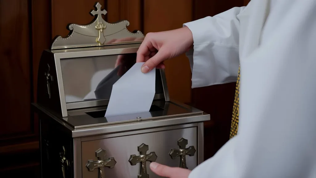 Imagem homem colocando dizimo do artigo É obrigatório eu pagar o dízimo na Igreja? O A12 responde!