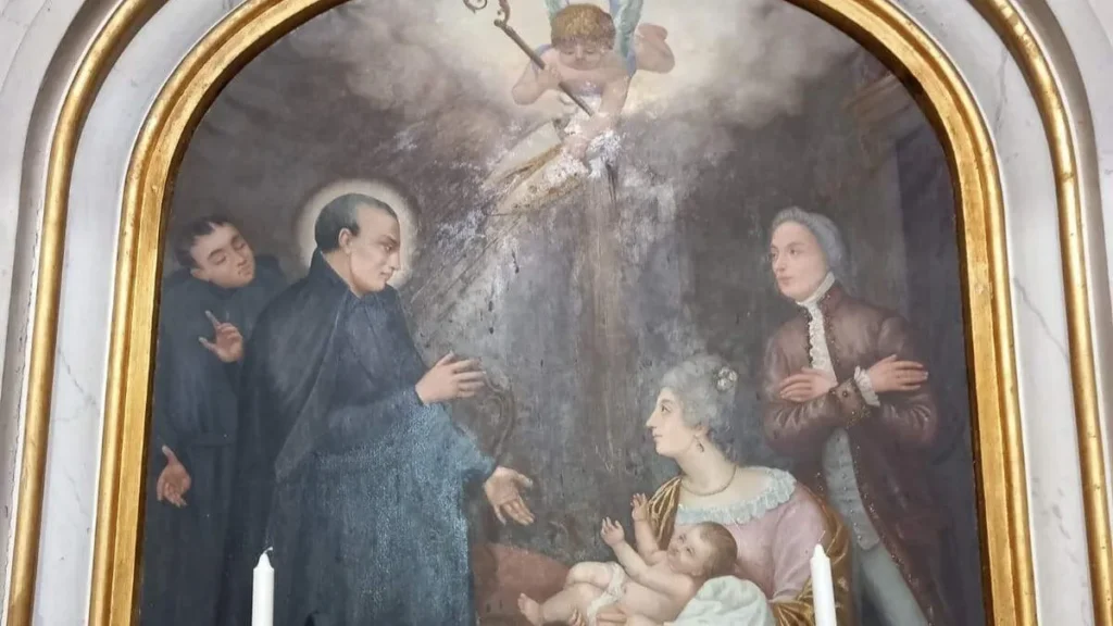 Pintura retrata o nascimento de Santo Afonso