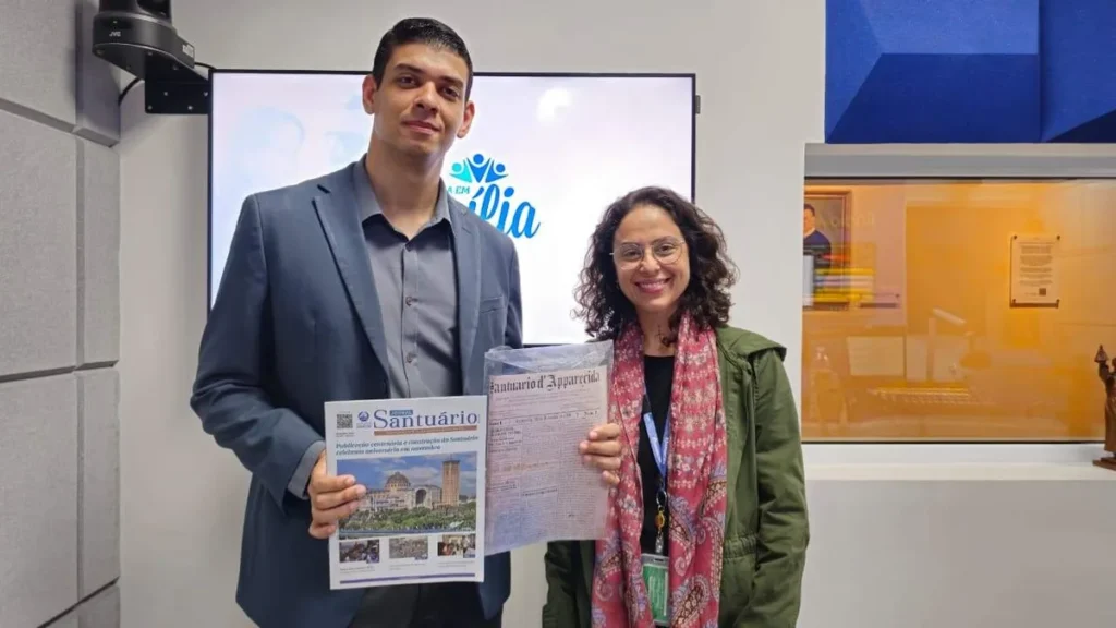Imagem Jornalista Vitor Hugo no Bom Dia em Familia do artigo Jornal Santuário celebra 125 anos de evangelização