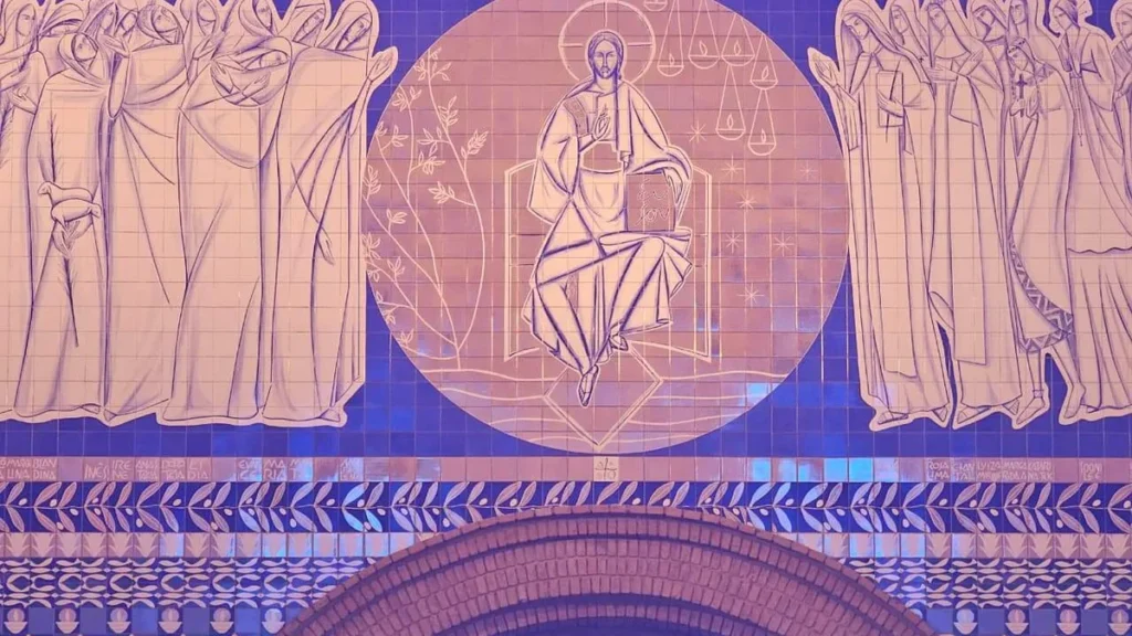 Imagem Arte com o icone de Cristo no Rei no Santuario Nacional do artigo Como Cristo quer reinar em nós, segundo Dom Orlando?