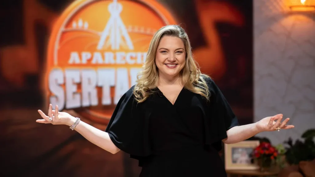 Imagem Mariangela Zan Davi Barbosa TV Aparecida do artigo Mariangela Zan recebe May e Gabi no palco do Aparecida Sertaneja