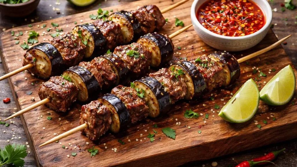 Imagem Espetinho de berinjela com carne do artigo Chef no Ar: Espetinho de Berinjela com Carne
