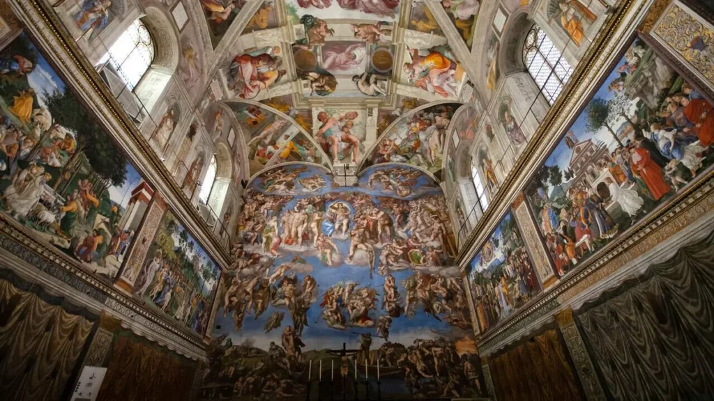 Imagem Capela sistina afrescos juizo final michelangelo do artigo Quantos anos Michelangelo dedicou à pintura da Capela Sistina?