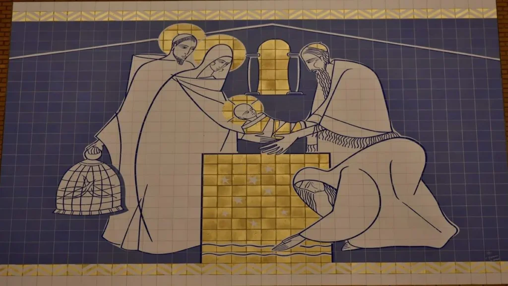 Imagem painel de apresentacao do senhor no santuario nacional do claudio pastro do artigo Por que a Igreja abençoa velas na Apresentação do Senhor?