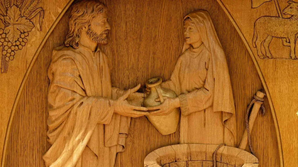 Imagem encontro mulher samaritana com Jesus do artigo Domingo com o Senhor: a água que sacia a sede do coração