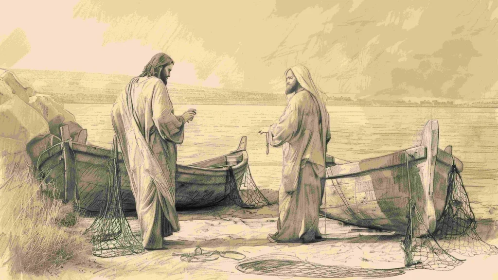 Ilustração de Simão Pedro e Jesus