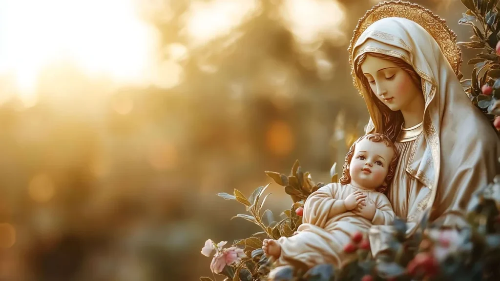 Virgem Maria e seu bebê Jesus