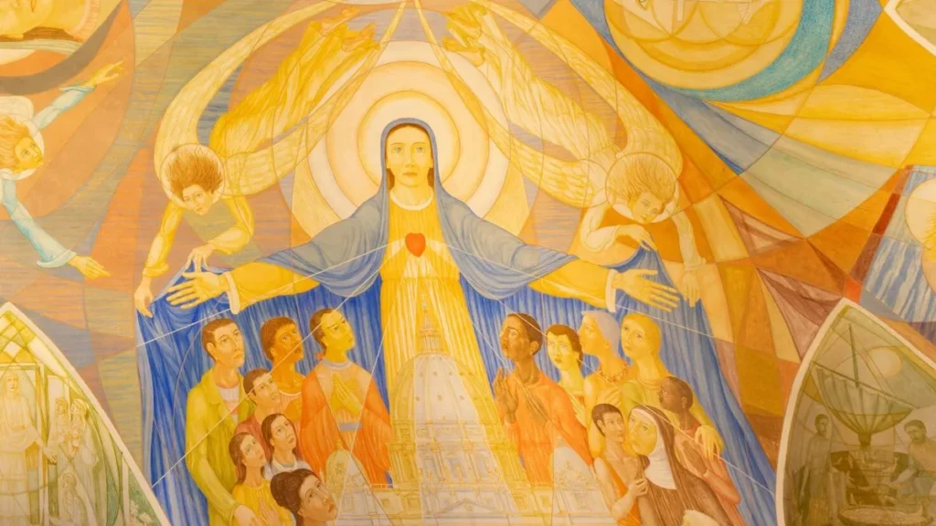 Imagem maria mae da igreja em afresco em igreja de santa maria da cruz do artigo Por que celebra-se a memória de Maria, Mãe da Igreja?