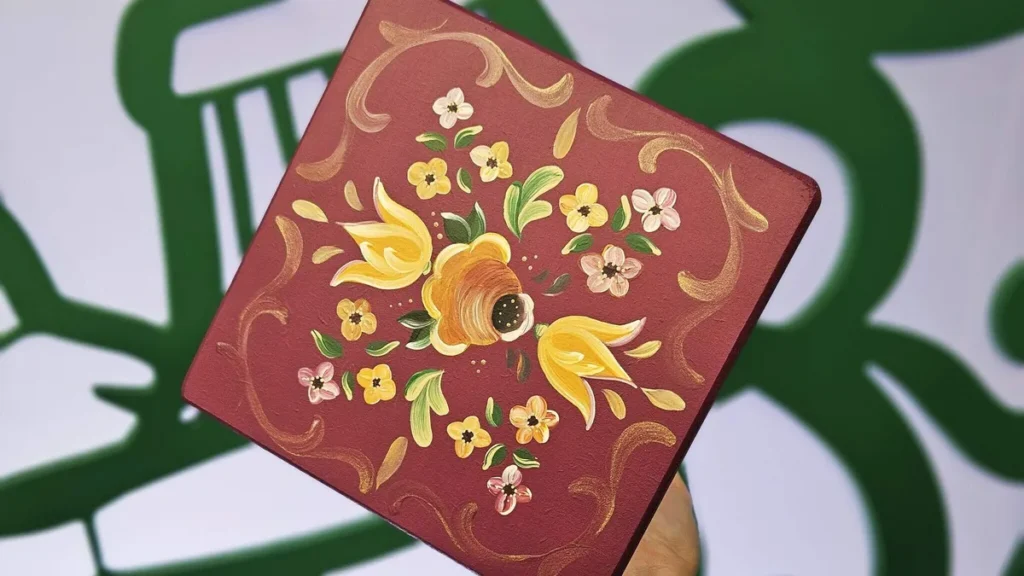 Imagem pintura camponesa faca do artigo Banco em Pintura Bauernmalerei - Faça Você Mesmo