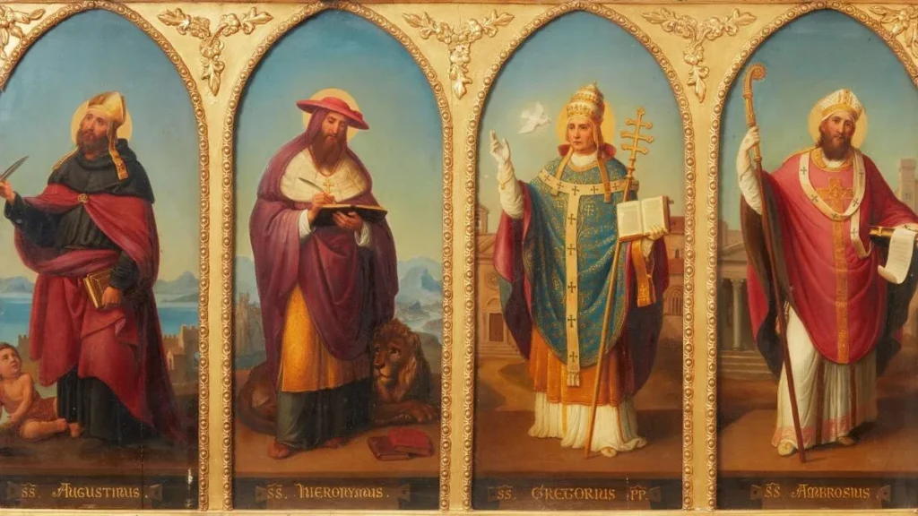 Imagem os quatro primeiros Santos doutores da Igreja do artigo Você sabe o que significa ser “doutor da Igreja Católica”?